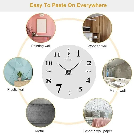 DIY wooden Wall Clock – Modern 3D Mirror Wall Art for Home & Office