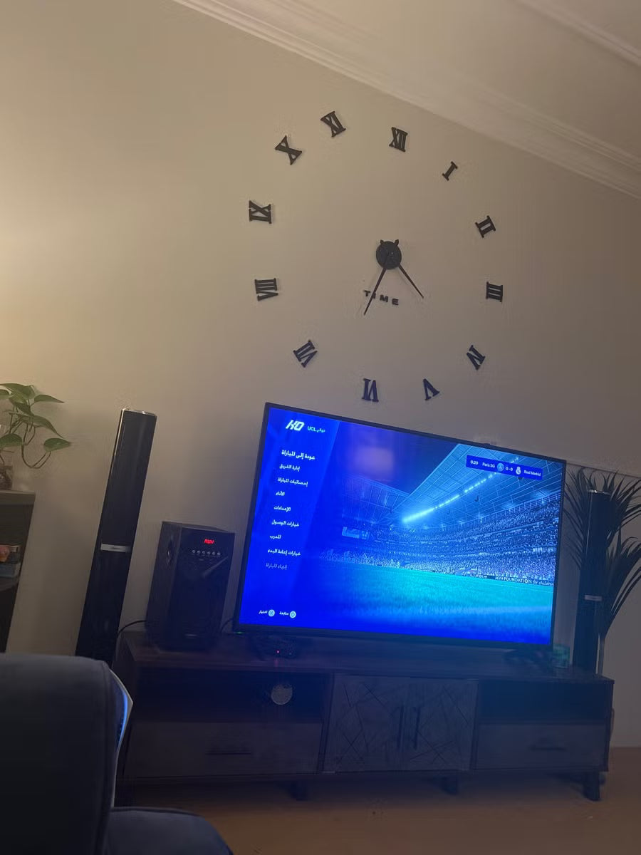 3D wooden Wall Clock With Mirror Number Black