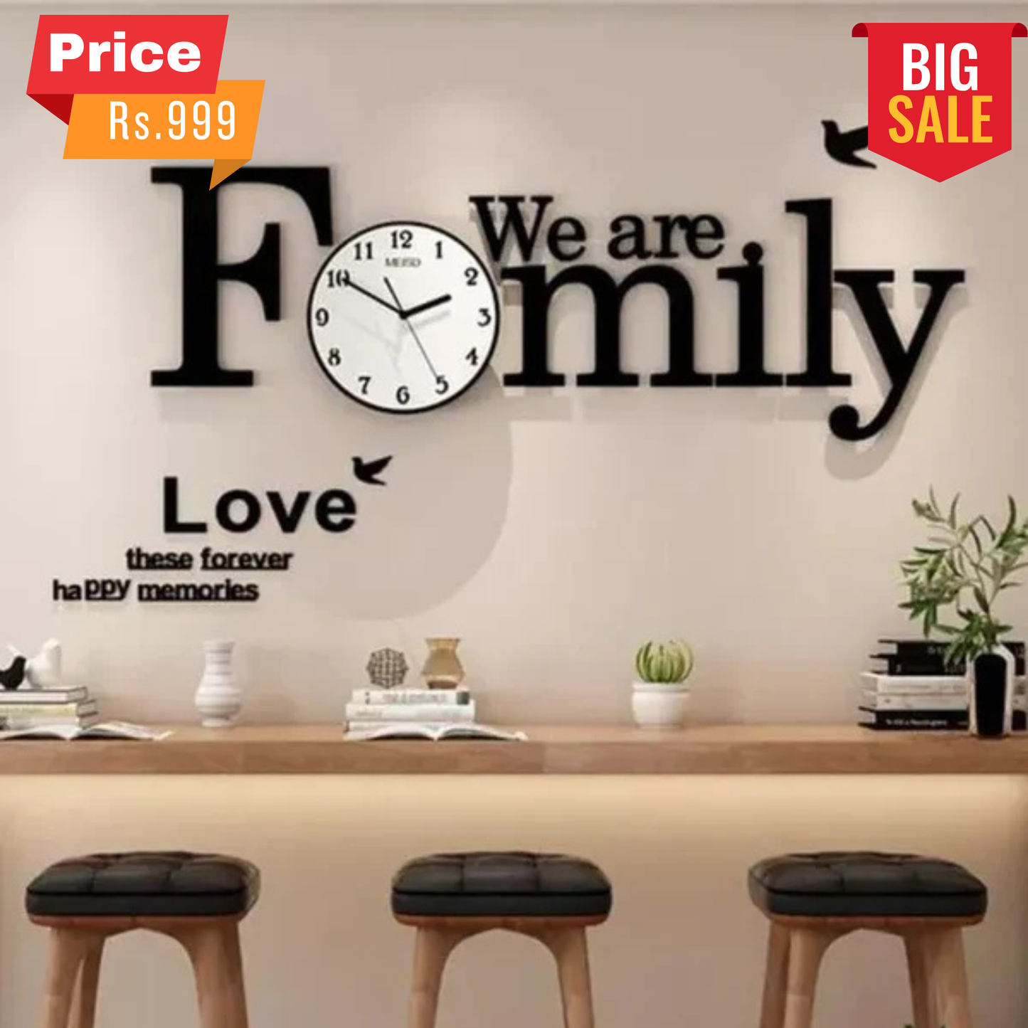 FAMILY WOODEN Wall Clock 3D