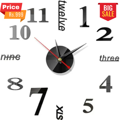 DIY wooden Wall Clock – Modern 3D Mirror Wall Art for Home & Office